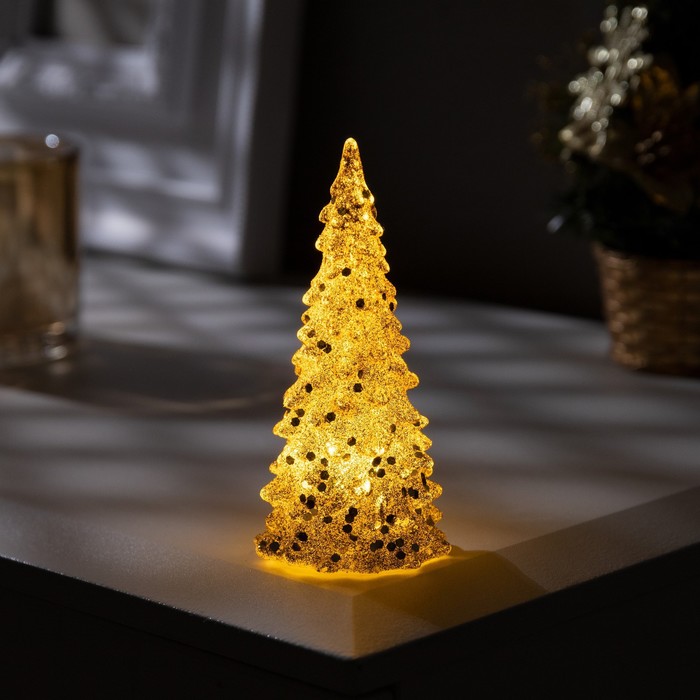 Фигура световая "Ель золотистая", 12 см, 1 LED. LR44х3 (в компл.), Т/БЕЛЫЙ   9907615