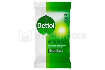 Салфетки влажные Dettol антибактериальные.