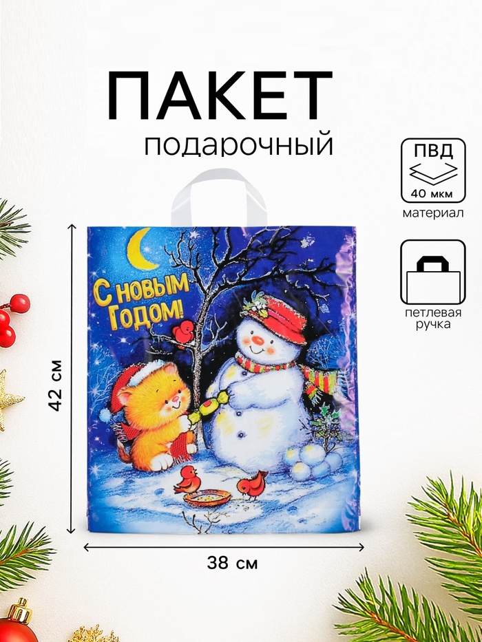 Пакет "Вечерок", полиэтиленовый с петлевой ручкой 38 х 42 см, 40 мкм   4455035