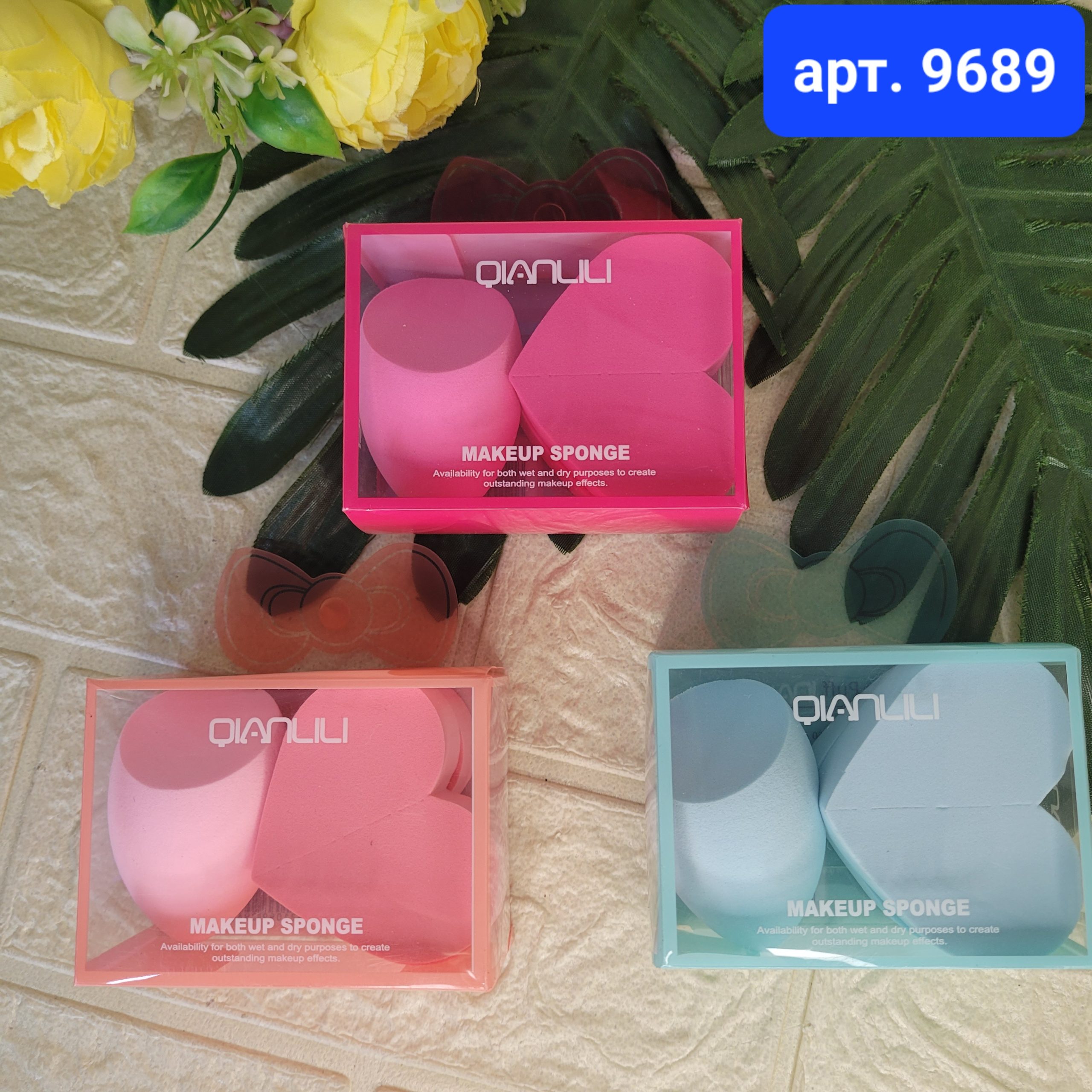 Спонжи для макияжа Qianlili 3шт. Арт. 9689