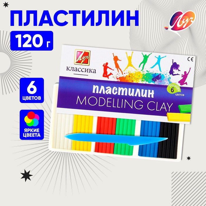 Пластилин 6цв 120г Луч «Классика» 1026966