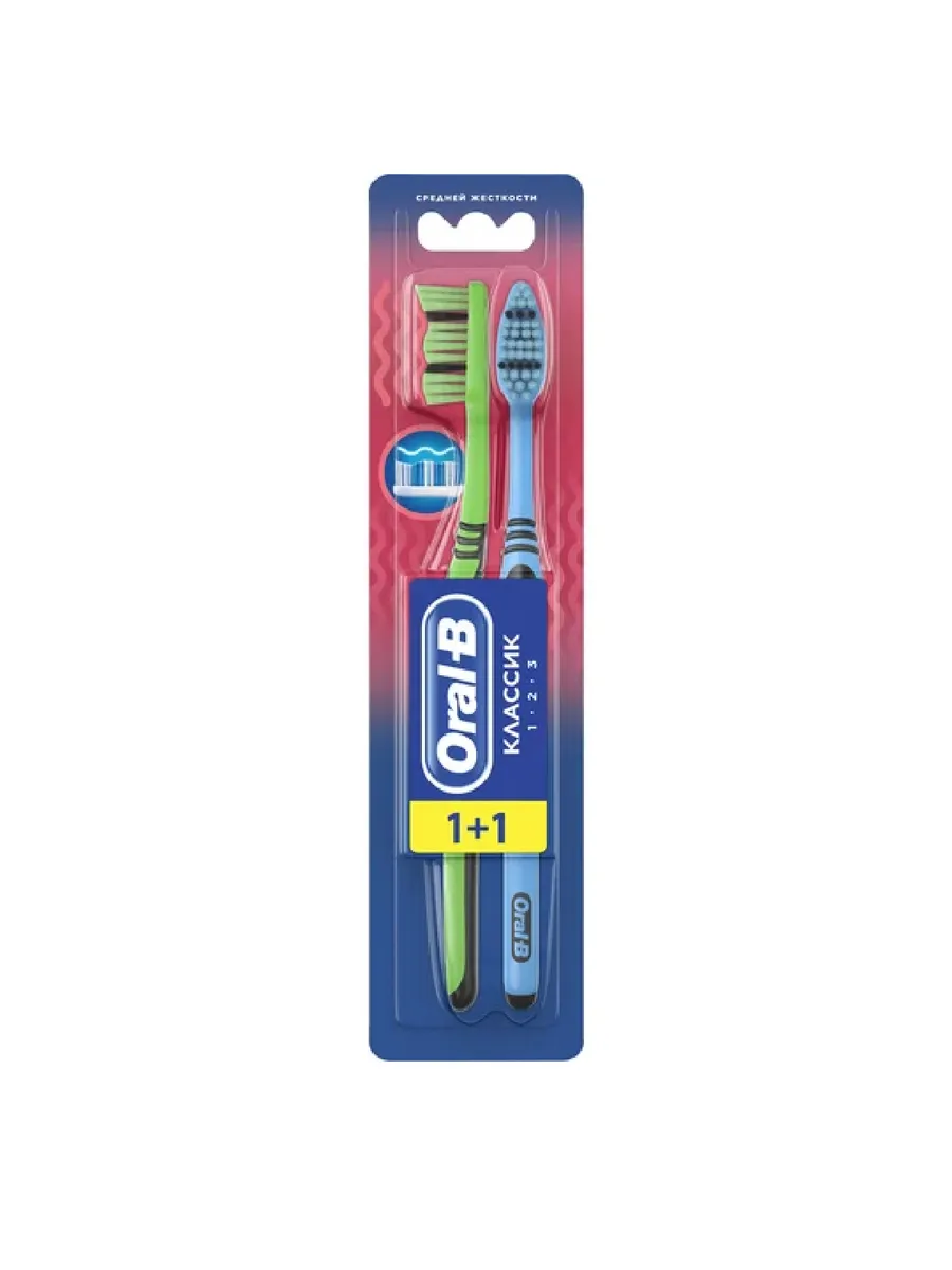 ORAL_B Зубная щетка 1 2 3 Классик 40 средняя 2шт