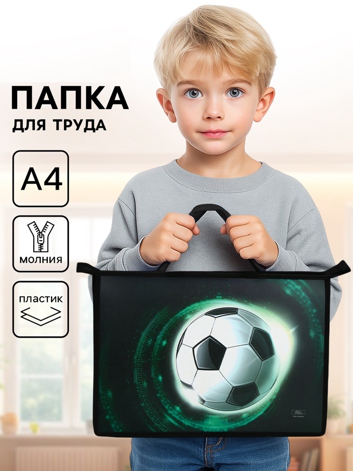Папка с ручками пластик А4 55мм 335*235 ПМ-А4-35 Calligrata мал «Мяч» (ручки-тесьма) 4250618
