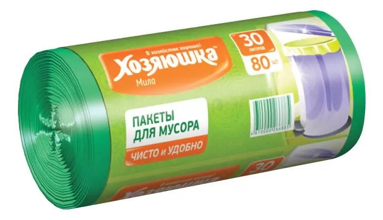 Пакеты для мусора "ХОЗЯЮШКА Мила" 30л 80 шт  в рулоне   07019-45
