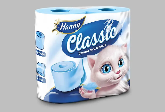 HANNY Classic Туалет бумага Голубая 2-хслойн 4рулона 17.5 м