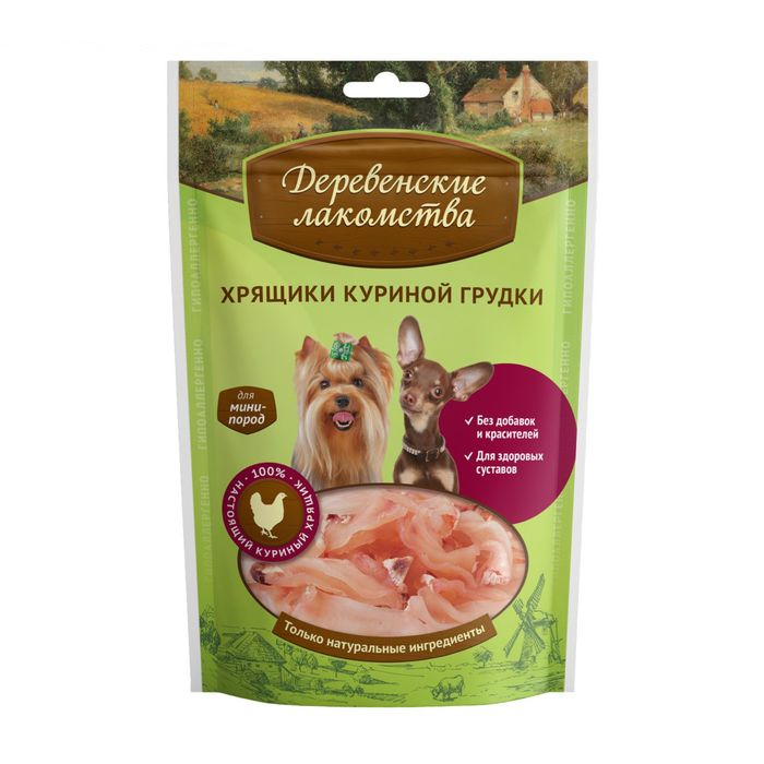 Хрящики куриной грудки «Деревенские лакомства» для собак мини-пород, 30 г