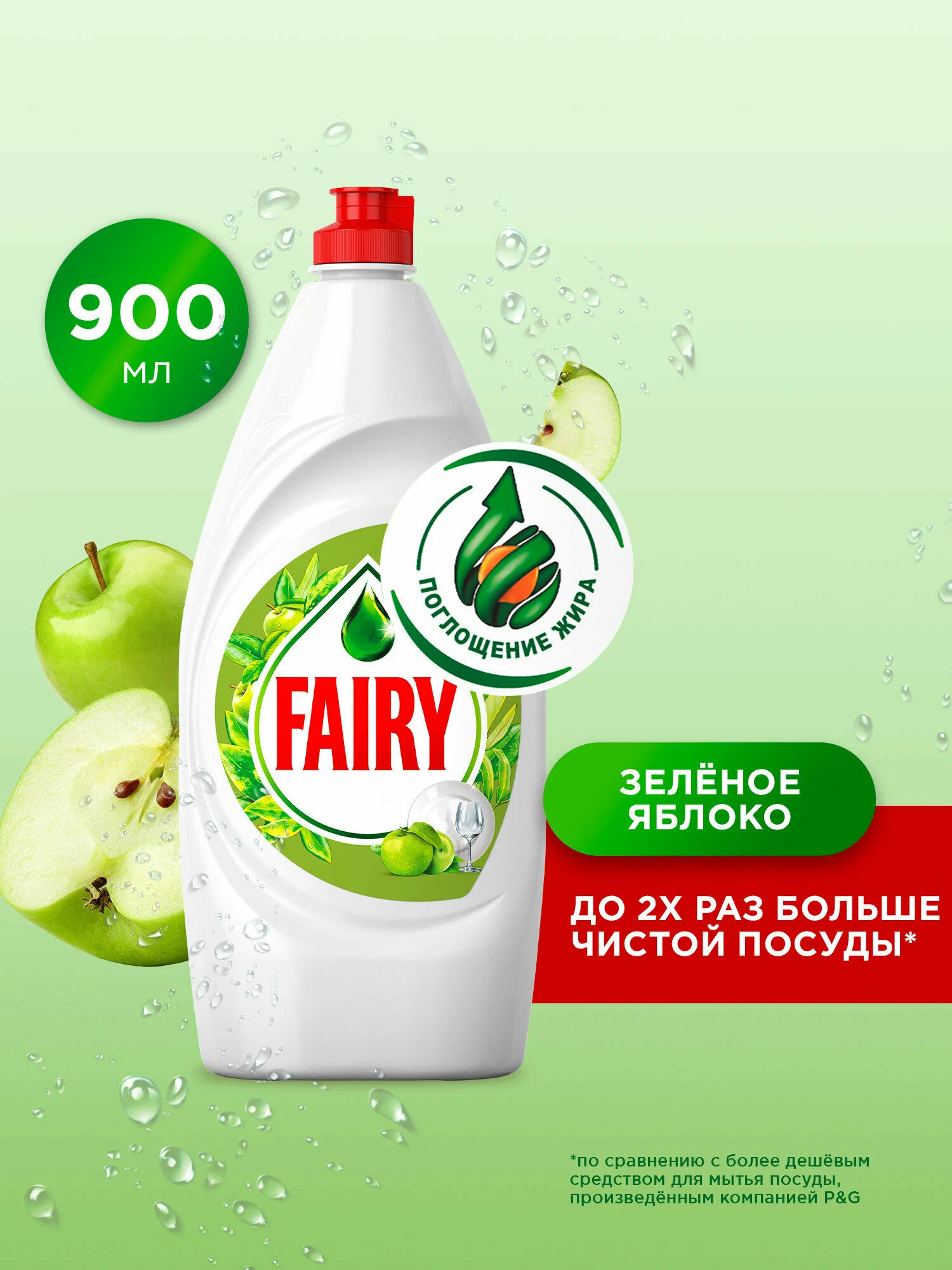 FAIRY Средство для мытья посуды Зеленое яблоко 900мл