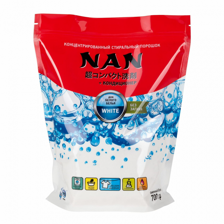 Высококонцентрированное ср-во для стирки NAN white 700гр Арт. (0655)