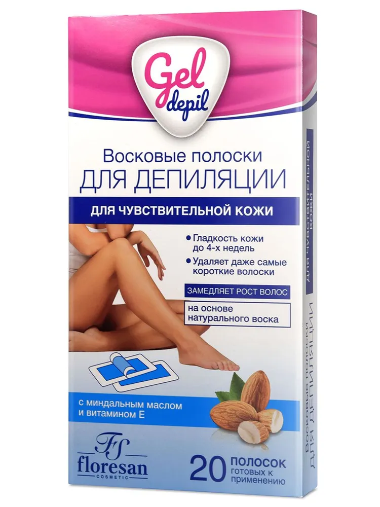Флоресан Ф-601 Gel-depil Восковые полоски д/депиляции чувствительной кожи (20 полосок)/20