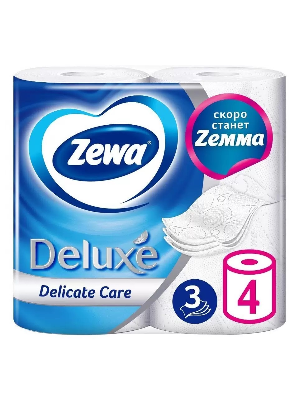 Бумага туалетная «Zewa Delux» 3-х сл. белая*4