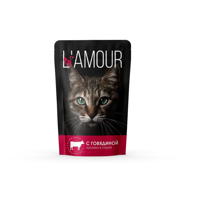 Корм консерв.д/кошек Lamour,говядина в соусе 75г.