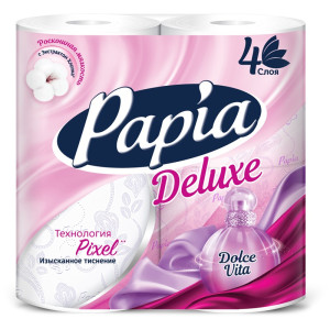 Бумага туалетная PAPIA  DELUXE Арома Дольче 4х-сл 4шт. Арт. (0136)