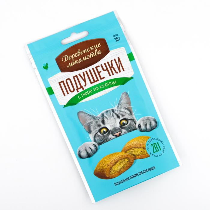 Подушечки с пюре «Деревенские лакомства» д/кошек,  курица, 30 г 6939788