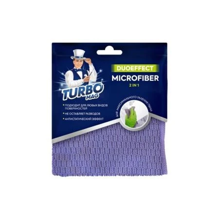 Салфетка для уборки «TURBOMAG» DUOEFFECT 2in1 микрофибра 340г/м2, 30*30 см, 1 шт. 53008