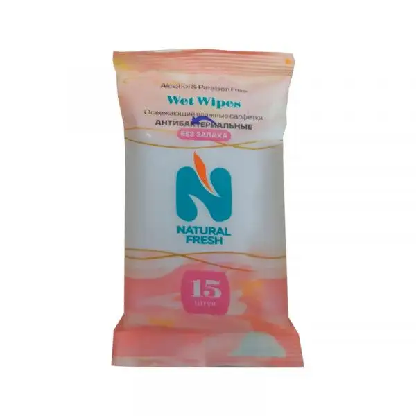 NATURAL FRESH Влажные салфетки 15шт Без отдушек (шоу-бокс)/144