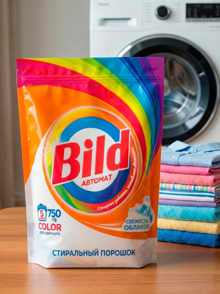 Порошок стиральный Bild COLOR, свежесть облаков, дой-пак, 750 г 10954223