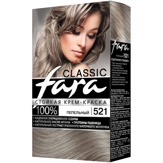 FARA Classic Крем-краска для волос 521 пепельный
