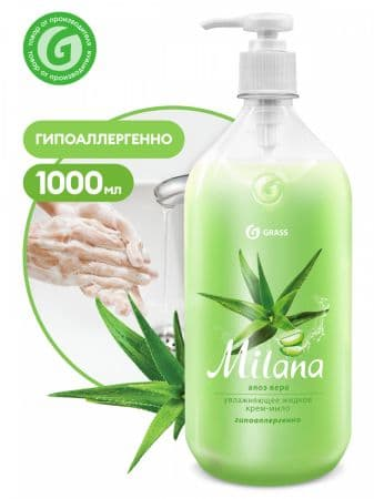 GraSS Жидкое крем-мыло Milana алоэ вера с дозатором (флакон 1000 мл)