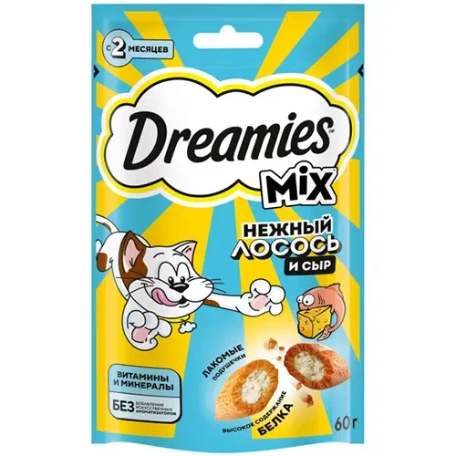 Лакомство д/кошек Dreamies,нежный лосось 60г.
