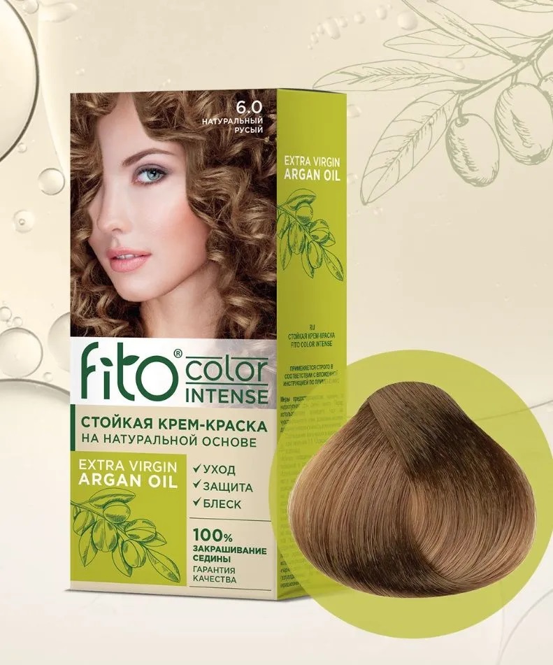 Крем-краска для волос Fito color intense тон 6.0 натуральный русый 115мл 1/17 7140