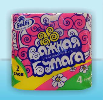 Solfi Туалетная бумага 2х-слойная Важная бумага, 4 шт