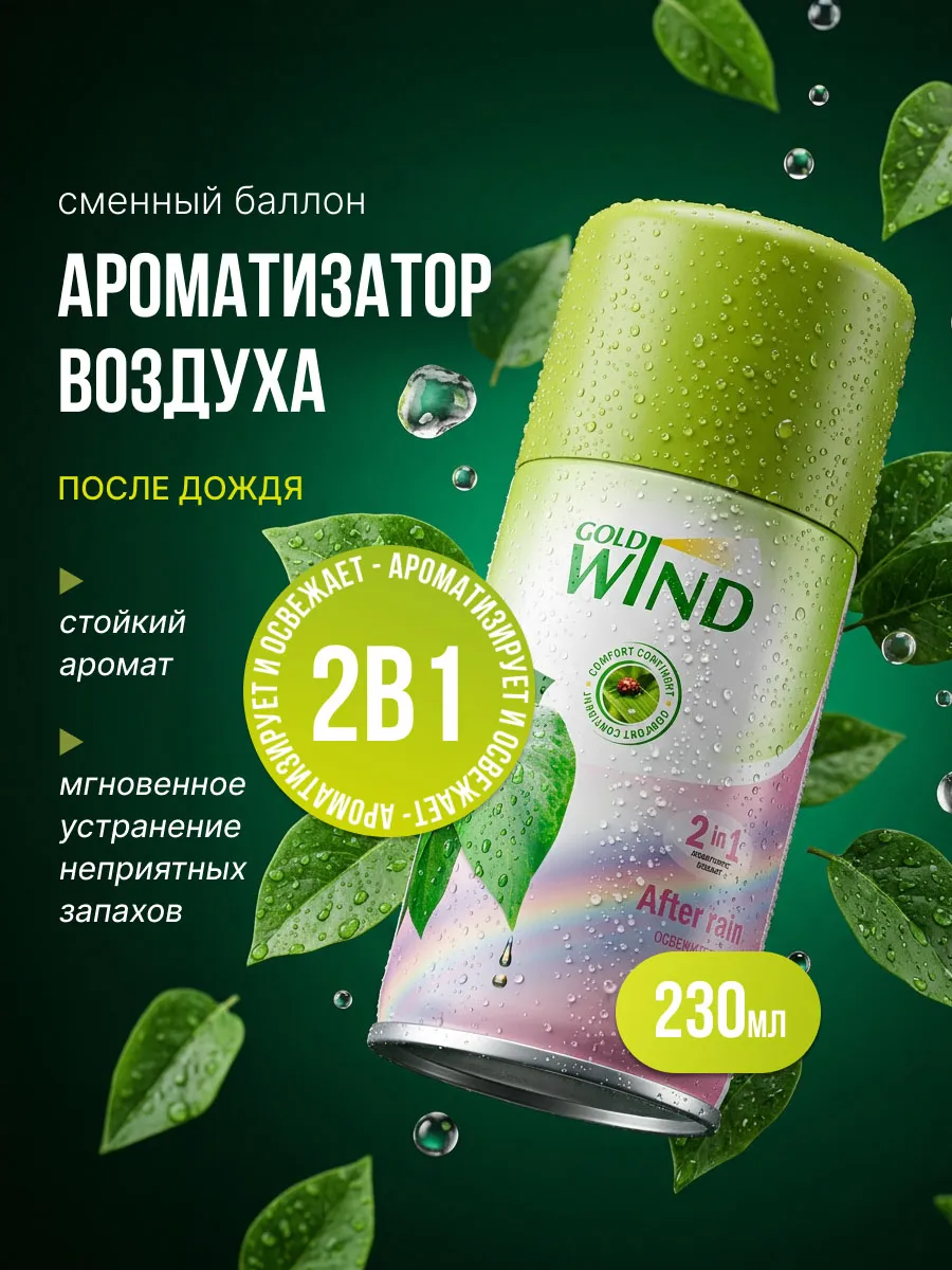 Освежитель воздуха смен.блок Gold mini plus After rain 230мл.