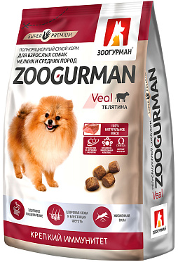 Корм сухой.д/собак Zoogurman,телятина 1,2кг.