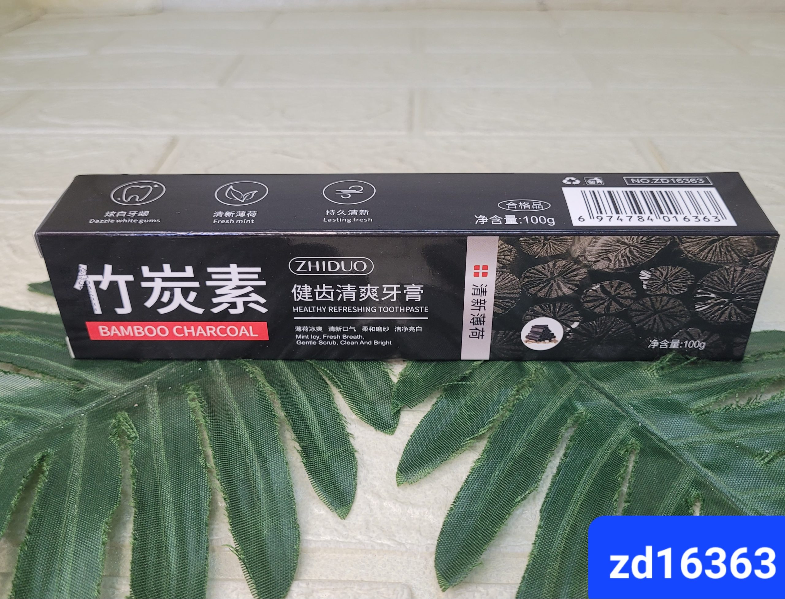 Паста зубная Zhiduo освежающая, бамбук.углём+мята 100 г Арт. ZD16363