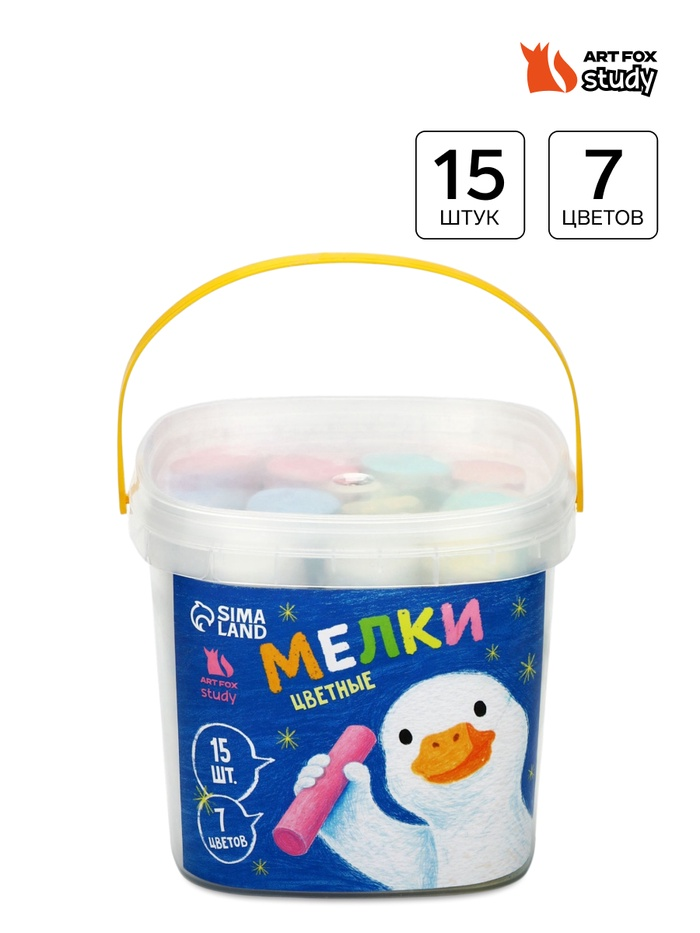 Мел 15 шт. 7 цв. цилиндр в ведёрке ArtFox STUDY 10121911