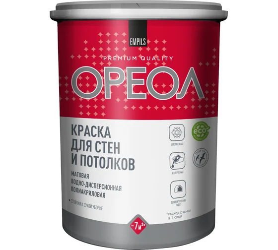 Краска д/стен и потолков 1,3кг ОРЕОЛ ВДАК (6) Эмпилс 0541