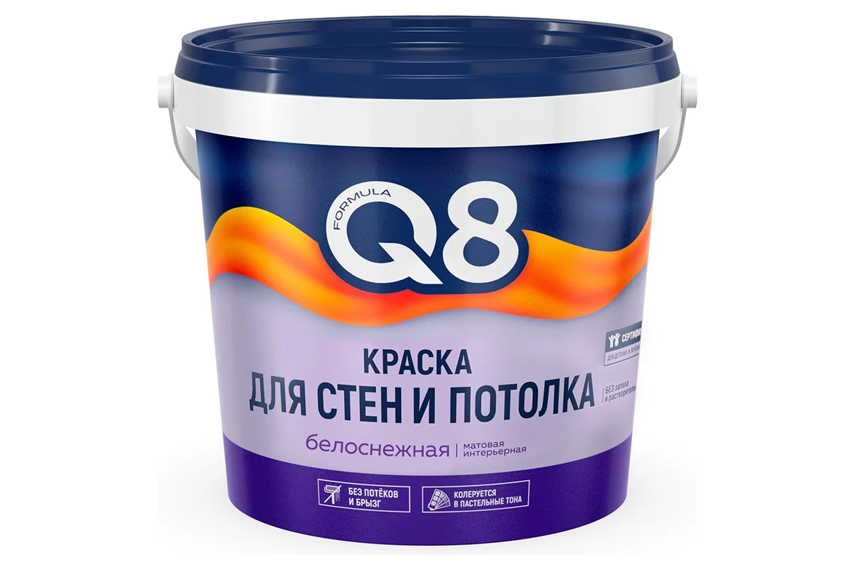 Краска д/стен и потолков 1,4кг ВД Formula Q8 белая мат. (8) Престиж