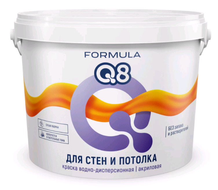 Краска д/стен и потолков 2,7кг ВД Formula Q8 белая мат. (4) Престиж