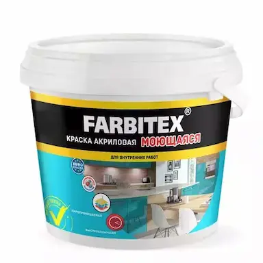 Краска д/стен и потолков 3,0кг моющ ВД (6) Farbitex