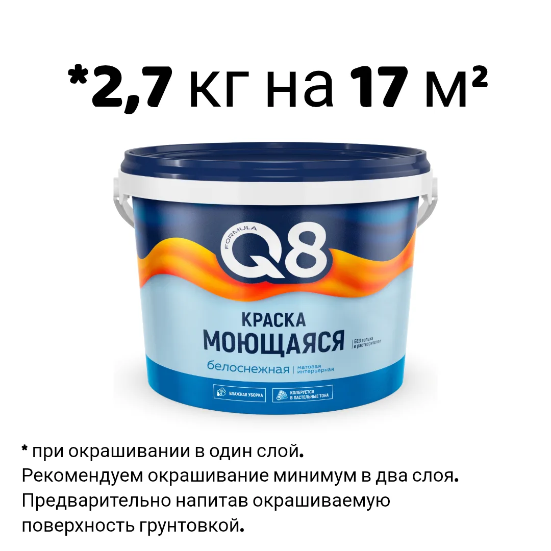 Краска интерьерная 2,7кг моющ. ВД Formula Q8 белая мат (4). Престиж