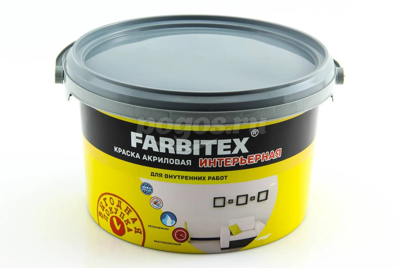 Краска интерьерная 3,0кг ВД (6) Farbitex