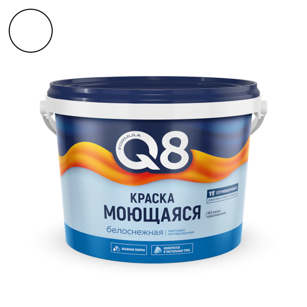 Краска интерьерная 4,5кг моющ. ВД Formula Q8 белая мат (3). Престиж