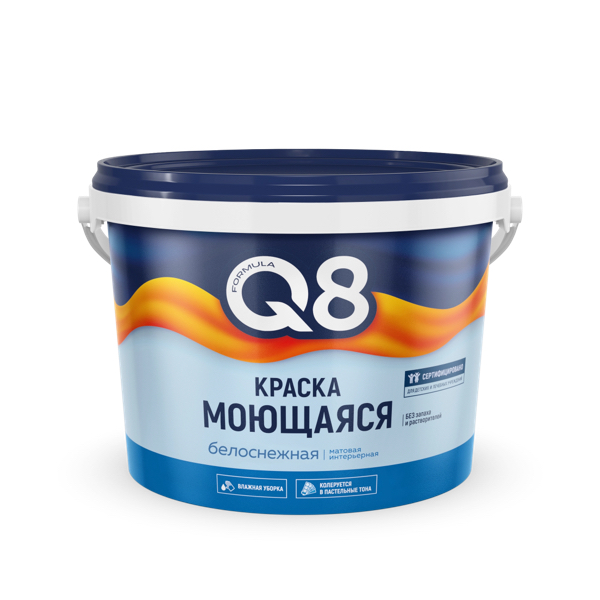 Краска интерьерная 4,5кг моющ. ВД Formula Q8 белая мат (3). Престиж