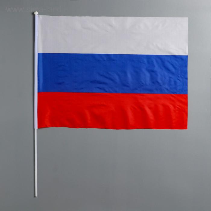 Флаг России, 40 х 60 см, шток 60 см, полиэфирный шёлк   5122441