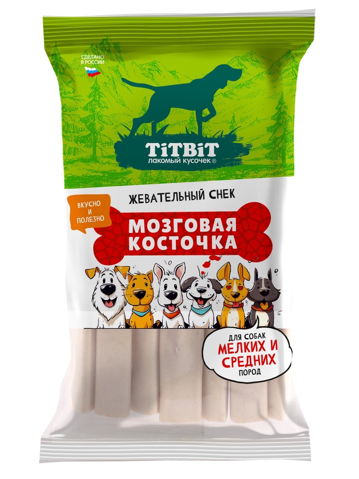 Жевательный снек TiTBiT Мозговая косточка лакомство для собак мелких и средних пород, 220 г 11019837