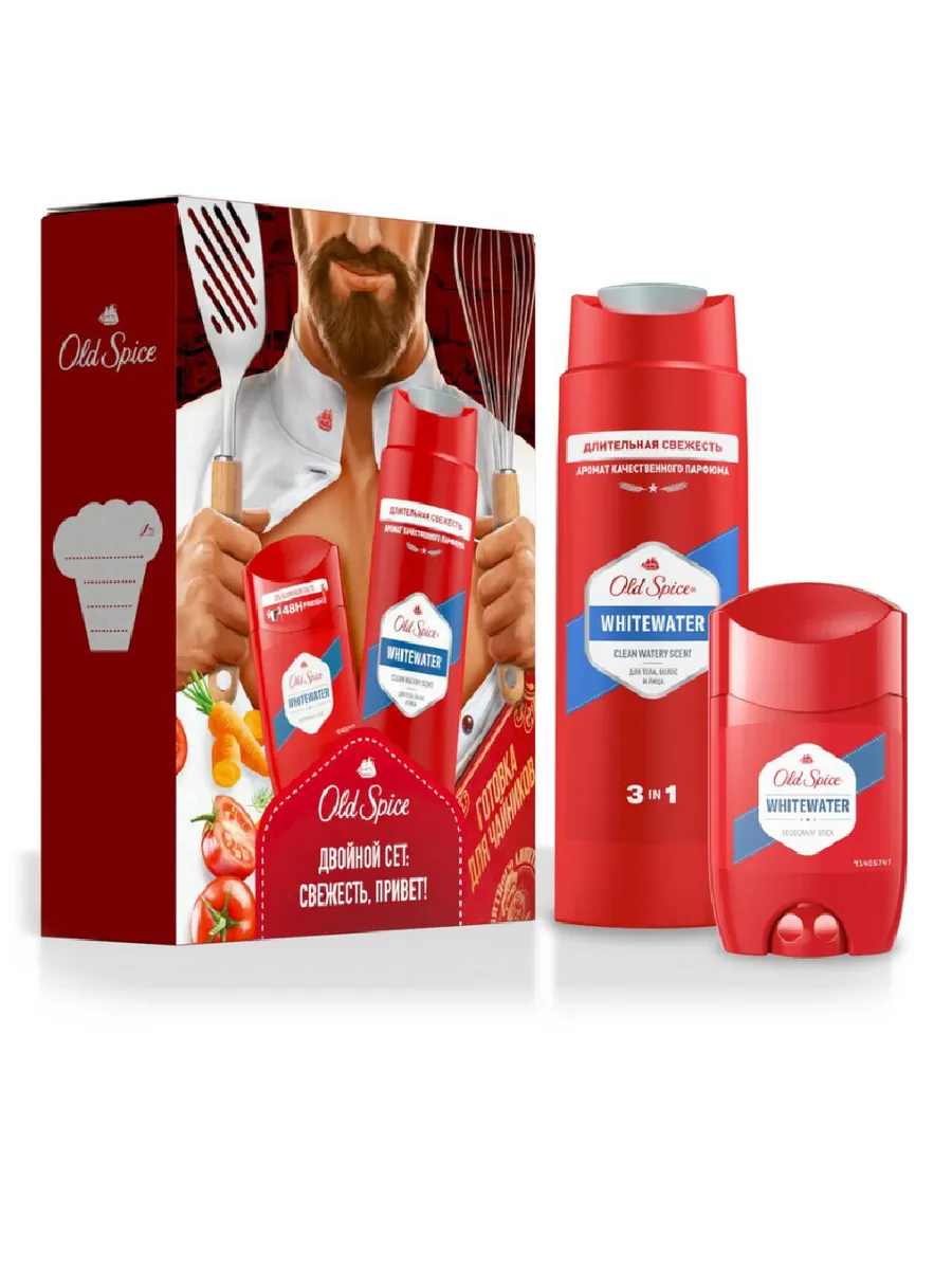 ПН OLD SPICE Твердый дезодорант 50мл+Гель для душа + Шампунь 250мл Whitewater