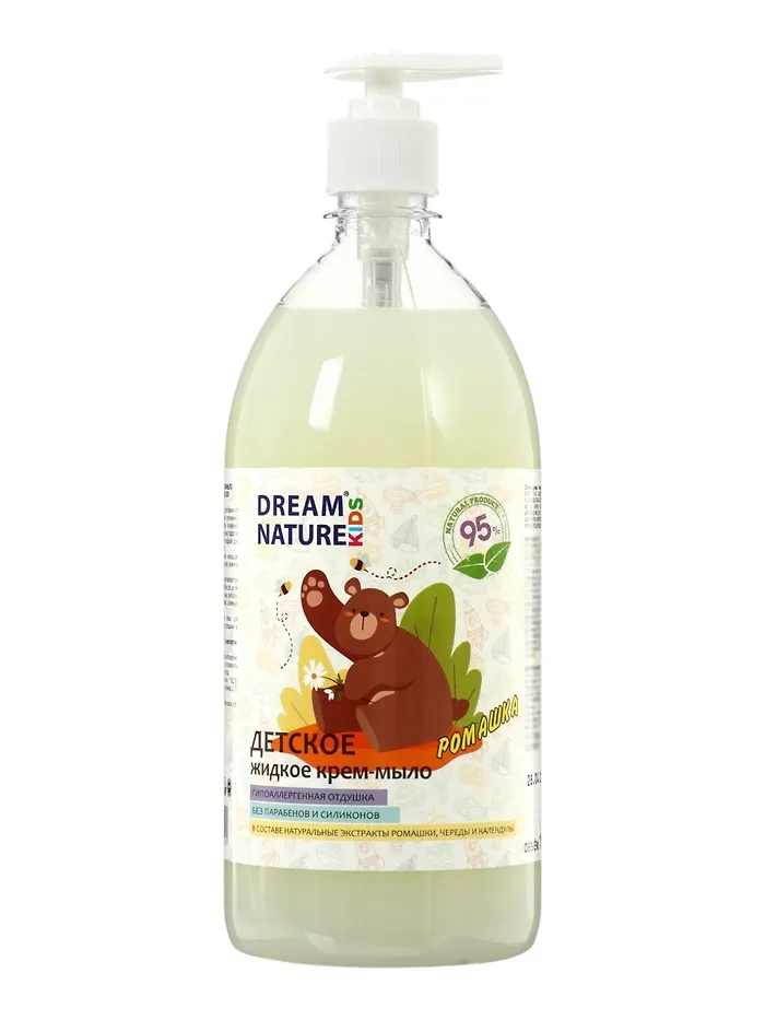 DREAM NATURE KIDS Жидкое крем-мыло "Ромашка, череда и календула", 1л 7887001