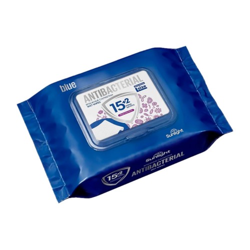 SUNLIGHT Влажные салфетки 17шт L Antibacterial Blue (кирпичик с клапаном)/40