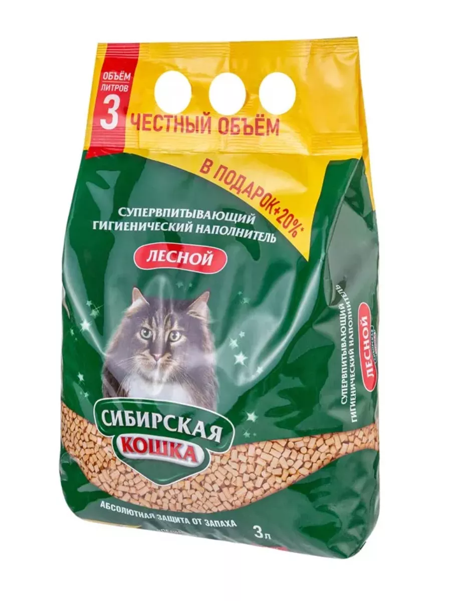 Сибирская кошка Наполнитель Лесной 3л /4