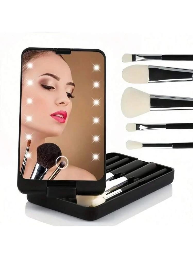 Зеркало настольное с подсветкой+кисти д/макияжа. Арт. 299-20