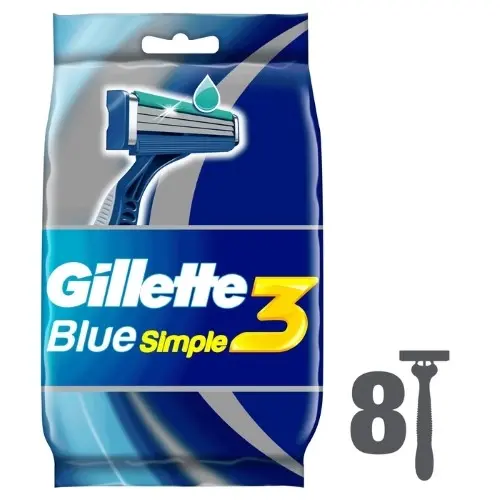 GILLETTE BLUE Simple3 Бритвы одноразовые 8шт