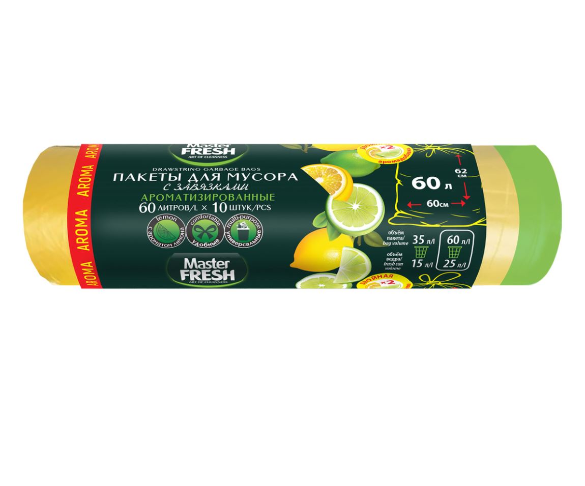 Пакеты для мусора МастерФреш 60л 10 шт Арт. 0129