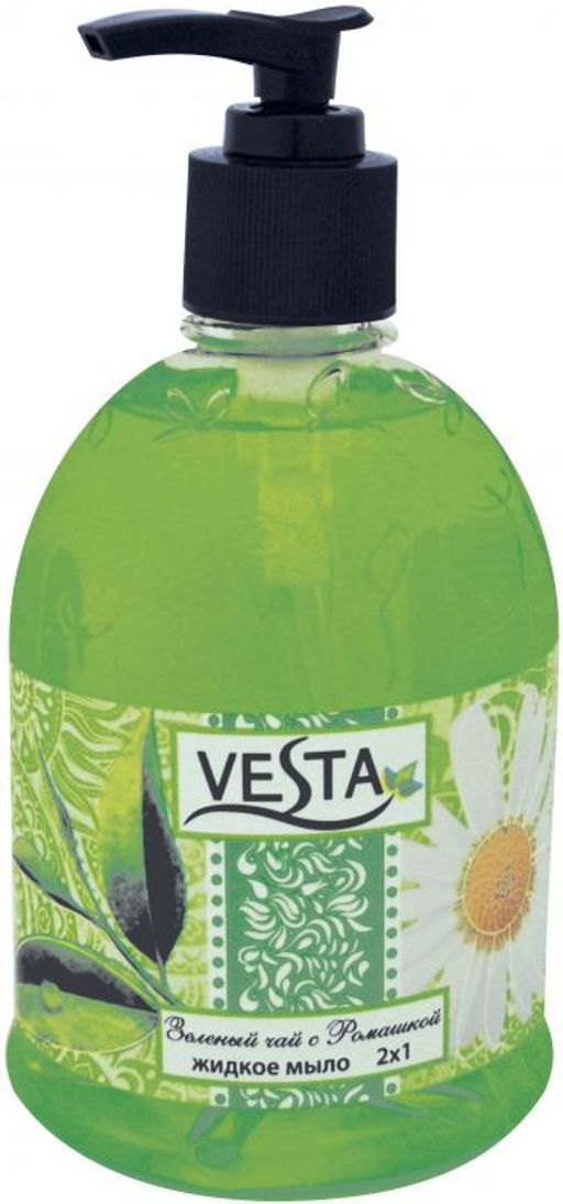 Vesta (2х1) Мыло жидкое 500мл Зеленый чай с ромашкой (дозатор)/18