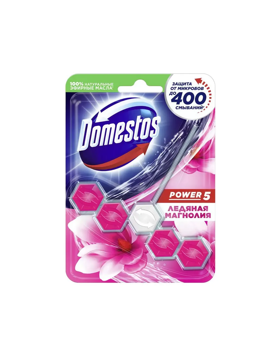 Блок гигиен. д/унитаза Domestos 55г Power 5 Ледяная магнолия