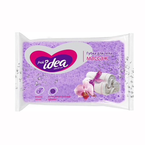 Губка д/тела Fresh idea МАССАЖ (КРУПНОПОРИСТЫЙ+МАССАЖНЫЙ поролон, форма «прямоугольник», 140*90*50)
