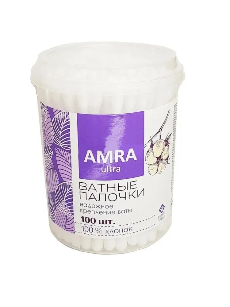 Ват. палочки AMRA 100шт круглый стакан